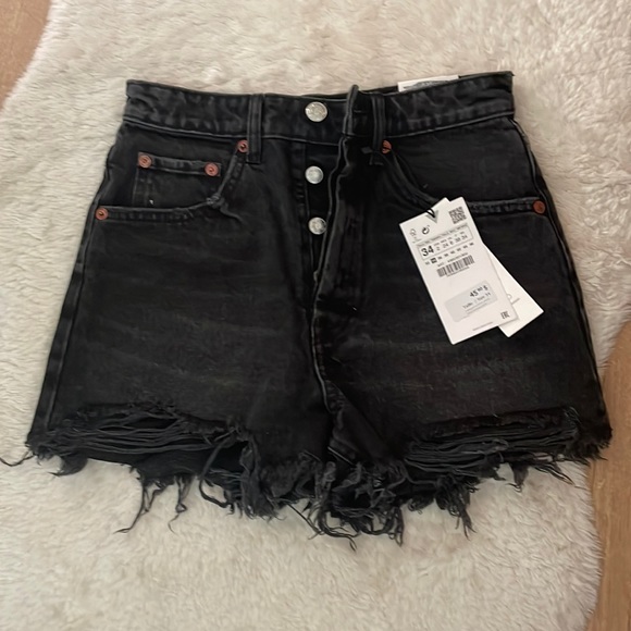 Black High Rise Denim Shorts - Picture 1 of 5